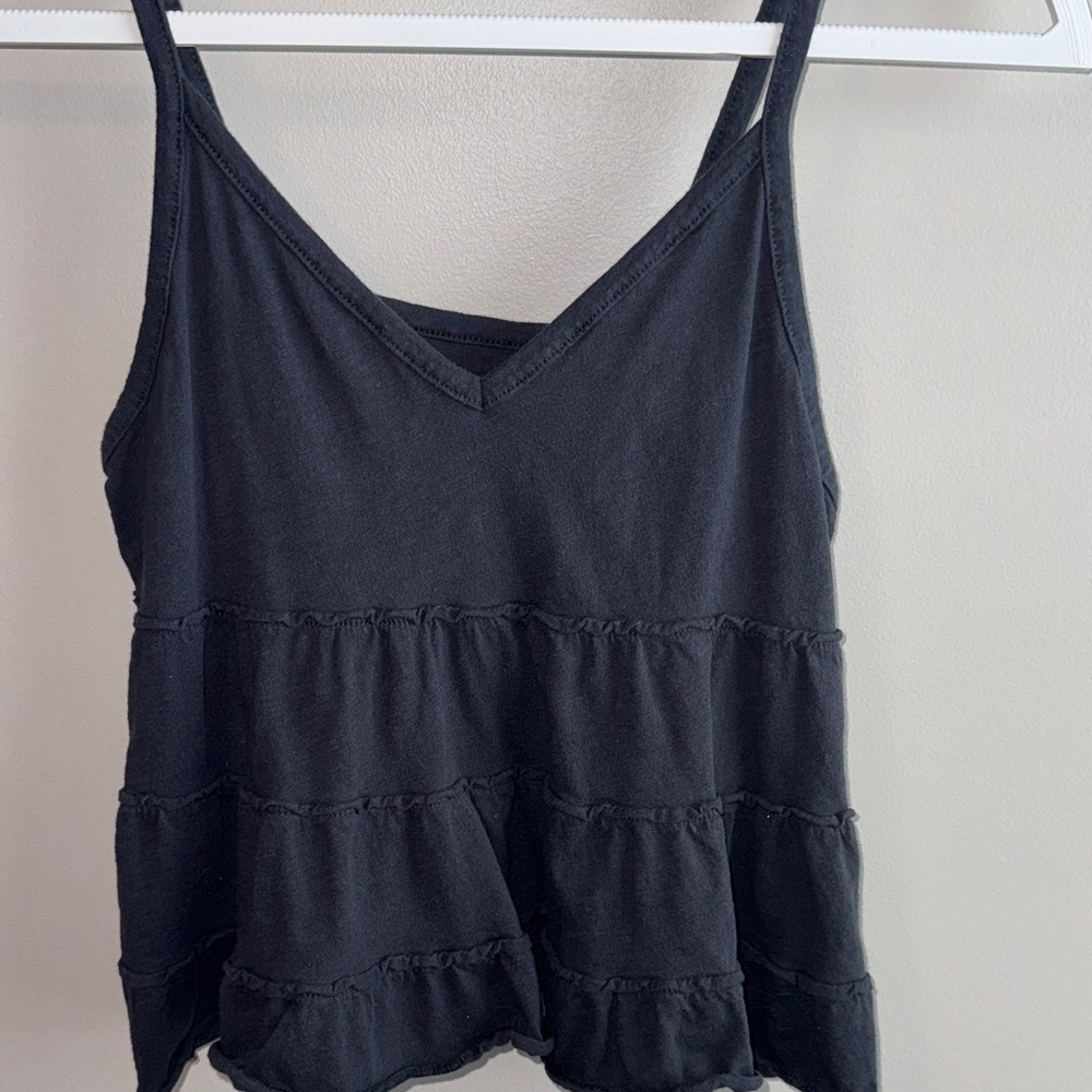 American Eagle Outfitters Dark Grey Ruffled Cropped Camisole